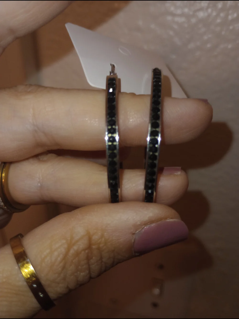 Black Crystal Hoop Earrings for Women